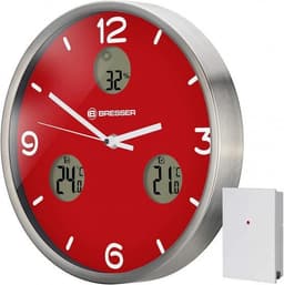 vegg MyTime io NXclock 30 cm aluminium rød/sølv