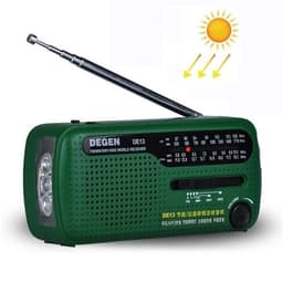Radio med solcellepanel og håndsving