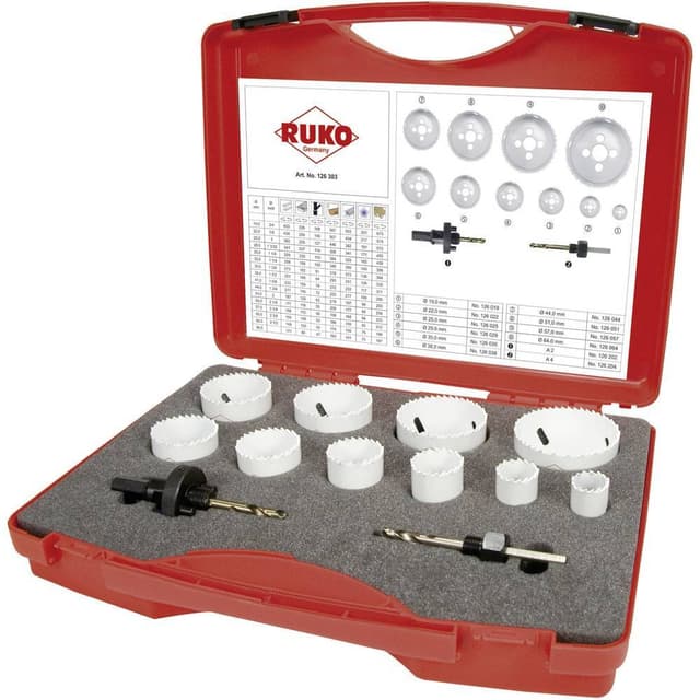 RUKO 126303 Hålsågset 12 delar 19 mm, 22 mm, 25 mm, 29