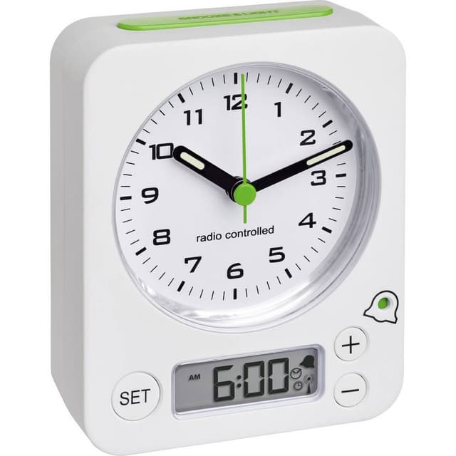 TFA Dostmann 60.1511.02 DCF Väckarklocka Vit