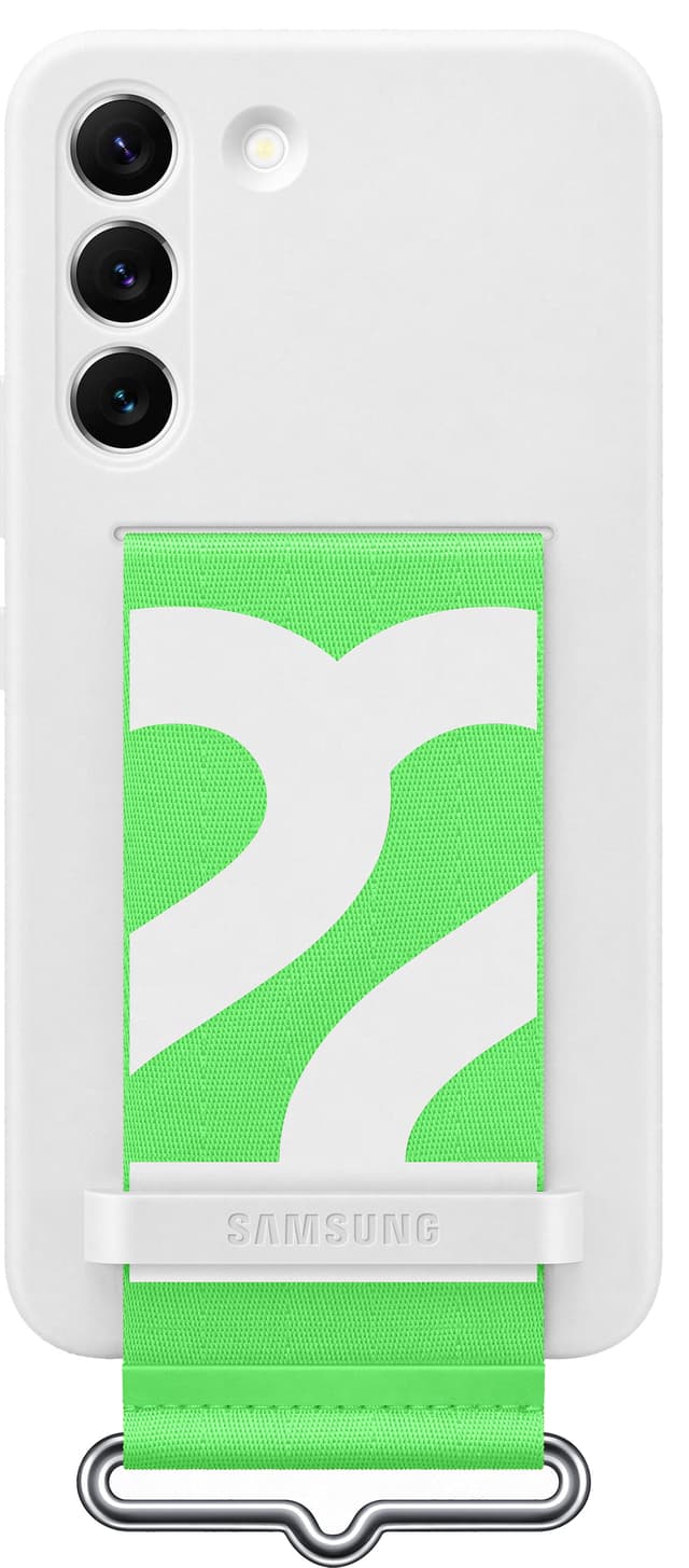 Samsung S22 silikonfodral med rem (vitt)