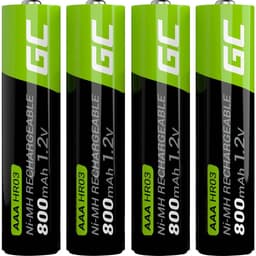 Genopladeligt AAA-batteri NiMH 4 stk 800 mAh Green Cell HR03