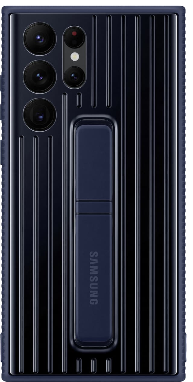 Samsung S22 Ultra skyddsfodral med ställ (marinblått)