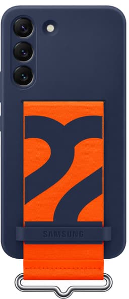 Samsung S22 silikonfodral med rem (marinblått)