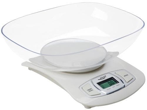 Adler AD 3137 Køkkenvægt, Kapacitet 5 kg, Graduering 1g, Stort LCD-display, Auto-zero/Auto-off, Stor skål, Hvid Adler Adler AD 3137 Maksimal vægt (kapacitet) 5 kg, Graduation 1 g, Displaytype L