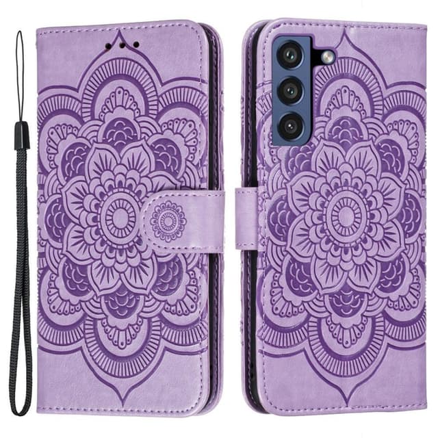 SKALO Samsung S21 FE Mandala lompakkokotelo - Violetti