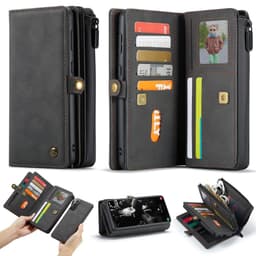 CaseMe Samsung S21 FE CaseMe Big Wallet 2in1 Magnet Lompakkokotelo - Musta