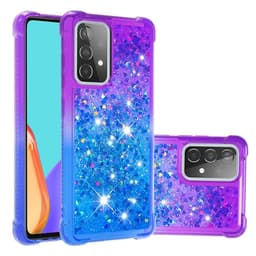 SKALO Samsung A52/A52s Kvicksand Glitter Hjerter TPU Cover - Lilla-Blå