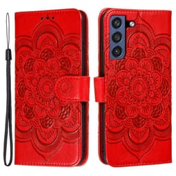 SKALO Samsung S21 FE Mandala lompakkokotelo - Punainen