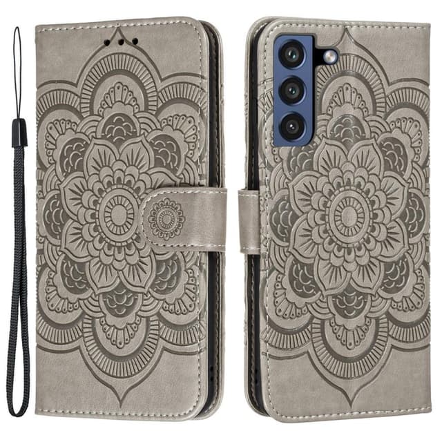 SKALO Samsung S21 FE Mandala Flip Cover - Grå