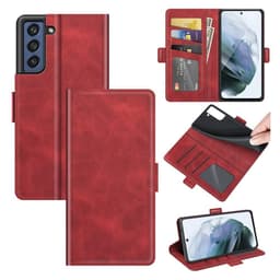 SKALO Samsung S21 FE Premium Wallet Flip Cover - Rød