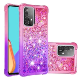 SKALO Samsung A52/A52s Juoksuhiekka Glitter Sydämet TPU kuori - Pinkki-Violetti