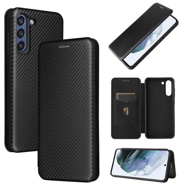 SKALO Samsung S21 FE Carbon Fiber Lompakkokotelo - Musta