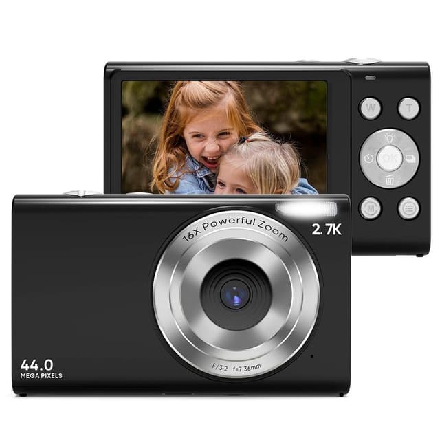 Digitalkamera 2.7K/44MP/16x Zoom/Anti-Shake/Webcam Svart