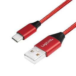Logilink USB 2.0-kabel CU0148 1 m, rød, USB-A hann, USB-C hann