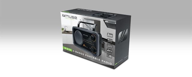 Muse 2-bands bärbar radio M-06DS Grå, AUX in