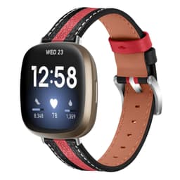 Fitbit Versa 3 armband äkta läder Svart/Röd