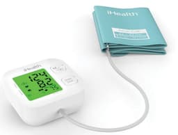 iHealth Track KN-550BT Trådløs Bluetooth-tilkobling, hvit/blå, vekt 438 g, beregning av blodtrykk (systolisk og diastolisk), beregning av hjertefrekvens, automatisk