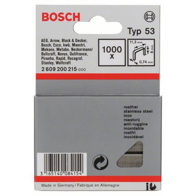 Fintrådsklammer typ 53 1000 st Bosch Accessories