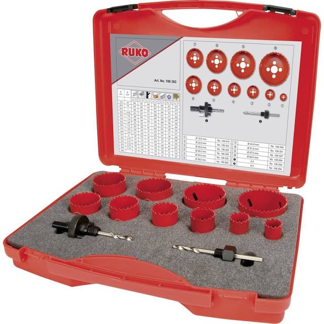 RUKO 106303 Hålsågset 12 delar 19 mm, 22 mm, 25 mm, 29