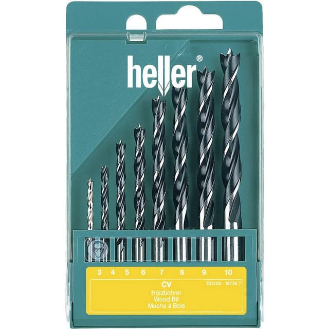 Trä-spiralborr-set 8 delar 3 mm, 4 mm, 5 mm, 6 mm, 7