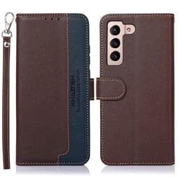 Samsung Galaxy S22 5G RFID Blocking KHAZNEH Phone Kansi - Ruskea/Blue