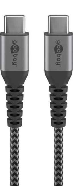 USB-C ™ til USB-C ™ Tekstilkabel med metallplugger (Space grå / sølv) 1 m