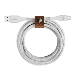 DuraTek Plus USB-CUSB-A-kaapeli hihnalla, 1M, valkoinen