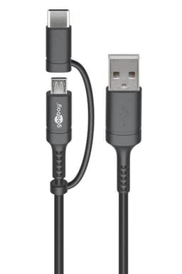 Goobay Lade- og synkroniseringskombinasjonskabel (med USB A til Micro-USB & USB-C™)