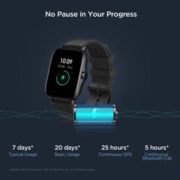 Amazfit GTS 2 Smart-ur, GPS (satellit), AMOLED, Touchscreen, Pulsmåler, Aktivitetsovervågning 24/7, Vandtæt, Bluetooth, Aluminiumslegering, Midnight Black
