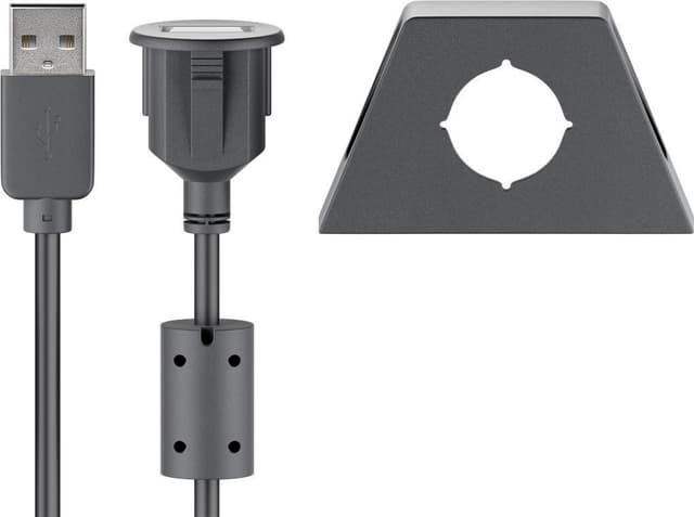 Goobay USB 2.0 Hi-Speed skjøtekabel med monteringsbrakett, sort
