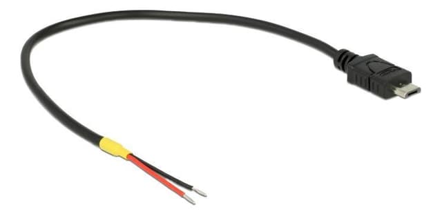 Delock Cable USB 2.0 Micro-B male > 2 x open wires power 20 cm