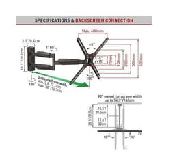 Barkan Väggfäste, Full Motion, 13-65", Maxvikt (kapacitet) 36 kg, Svar