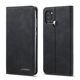 Nahkainen flip suoja korttitaskulla Samsung Galaxy A21s Musta