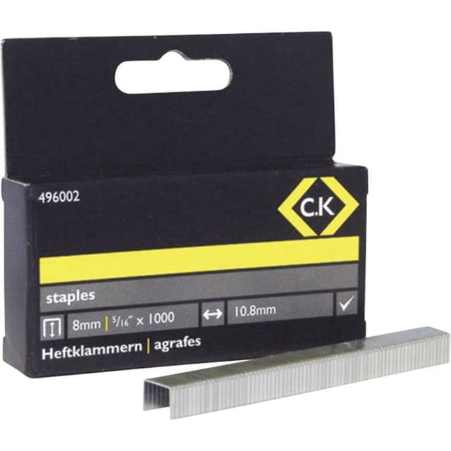 Hæfteklammer 1000 stk C.K. 496002 Dimensioner (L x B) 8 mm x 10.5 mm