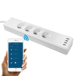 WiFi smart stik forgreningsstik med 4 stikkontakter + 4 USB Hvid