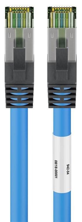Goobay RJ45 (CAT 6A, 500 MHz) patchkabel med CAT 8.1 S/FTP råkabel, blå