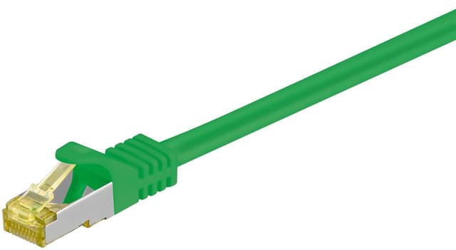 Goobay RJ45 netværkskabel S/FTP (PiMF), 500 MHz, med CAT 7 råkabel, grøn, 15 m