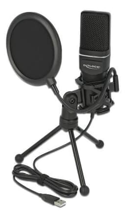 Delock USB kondensatormikrofonsett - for podcasting, spill og vokal