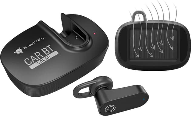 Navitel -monitoimiset Bluetooth -kuulokkeet Solar Car BT Handsfree -laite, Bluetooth, musta, latausilmaisin