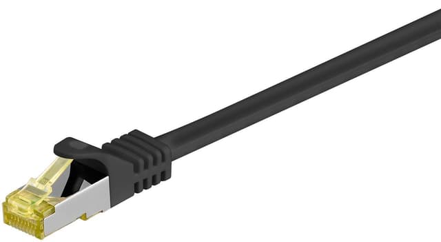 RJ45 patchkabel S/FTP (PiMF), 500 MHz, med CAT 7 råkabel, svart, 0,25