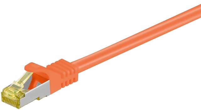 RJ45 patchkabel S/FTP (PiMF), 500 MHz, med CAT 7 råkabel, Orange, 30 m