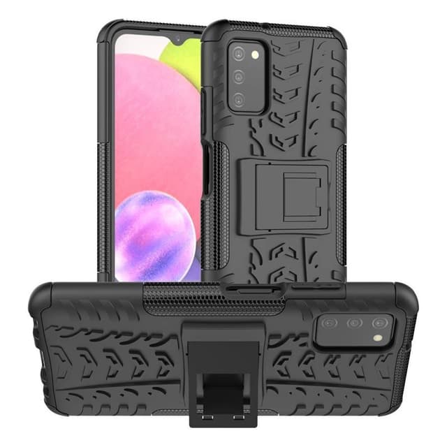 Iskunkestävä kuori jalustalla Samsung Galaxy A03s - Musta