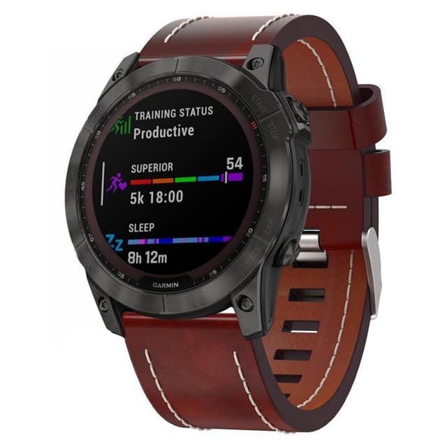 Læderarmbånd Garmin Fenix 7X - Brun