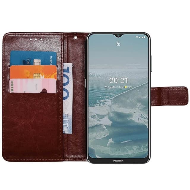 Lompakkokotelo 3-kortti Nokia G20 - Ruskea