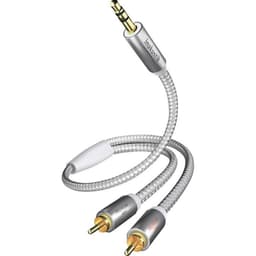 Inakustik 00410005 Phono / Jack Audio Tilslutningskabel [2x Cinch-stik - 1x Jackstik 3,5 mm] 5.00 m Hvid, Sølv