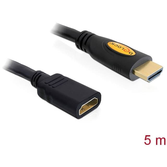 Delock HDMI Förlängningskabel 5.00 m 83082 guldpläterad
