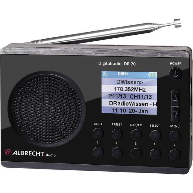 Albrecht DR 70 Väskradio DAB+, FM Ficklampa Svart
