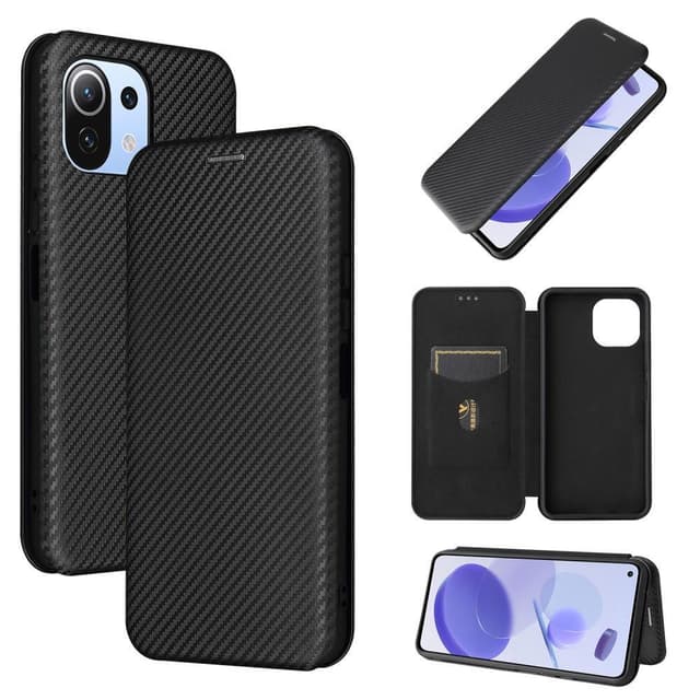SKALO Xiaomi Mi 11 Lite Carbon Fiber Pungetui - Sort