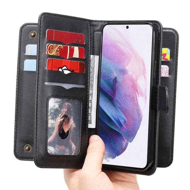 SKALO Samsung S22+ 10-lokeroa Lompakkokotelo - Musta